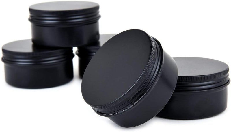 Healthcom 6 oz 12 Packs Black Round Aluminum Tin Cans Screw Top Metal Steel Tins Empty Slip Slide Cosmetic Sample Containers Storage Organization for Salve Crafts Spice Candles  - Image 4