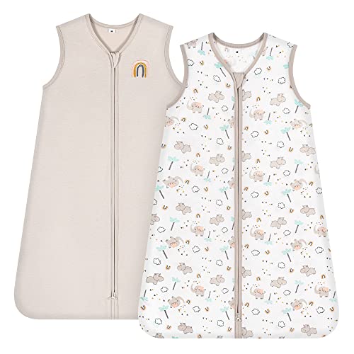 TILLYOU Sleep Sack 1824 Months 05 TOG Baby Wearable Blanket with 2Way Zipper Extra Soft Cotton Sleeveless Sleeping sack 2 Pack Happy Forest Nude