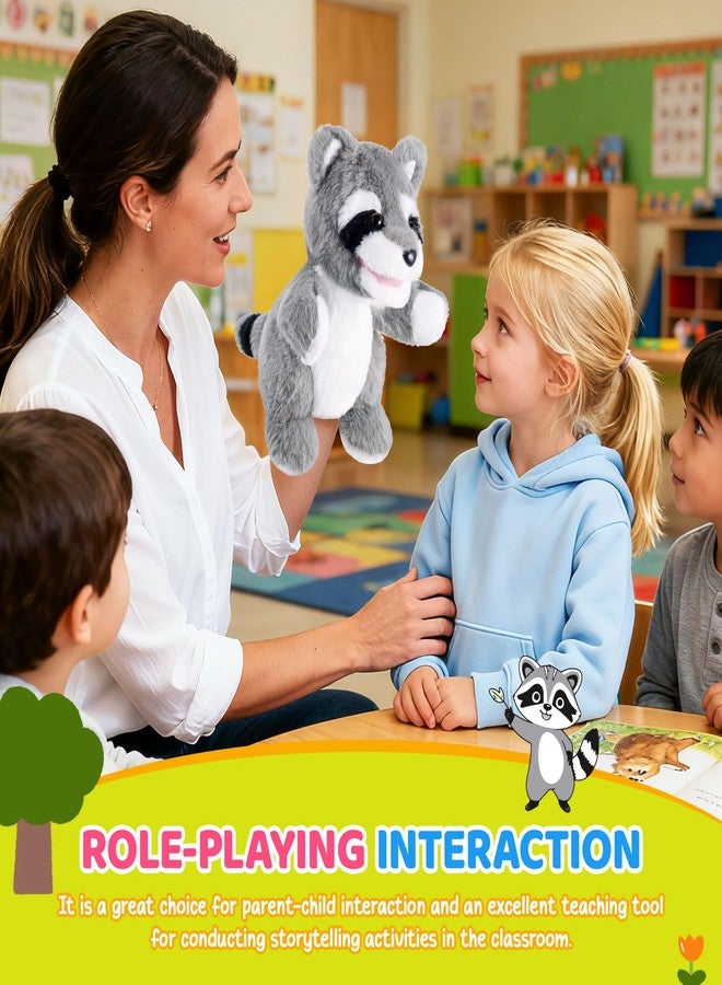ZJoey Animal Hand Puppets 11 Inch Safari Jungle Zoo Woodland Puppet Rainforest Grassland Animals Role-Playfor Kids Storytelling Imaginative Pretend Play Teaching Preschool Learning Educational(Raccoon) - Image 4