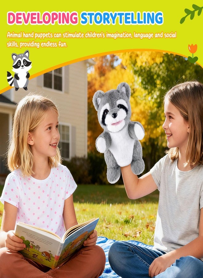 ZJoey Animal Hand Puppets 11 Inch Safari Jungle Zoo Woodland Puppet Rainforest Grassland Animals Role-Playfor Kids Storytelling Imaginative Pretend Play Teaching Preschool Learning Educational(Raccoon) - Image 2