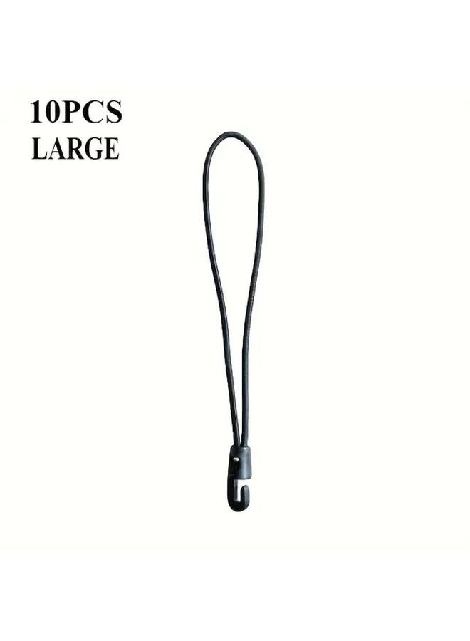 10pcs Heavy Duty Elastic Bungee Cords With Hooks Black Durable Rubber Stretch Straps For Camping Pool Canopy Boat Covers - Image 1