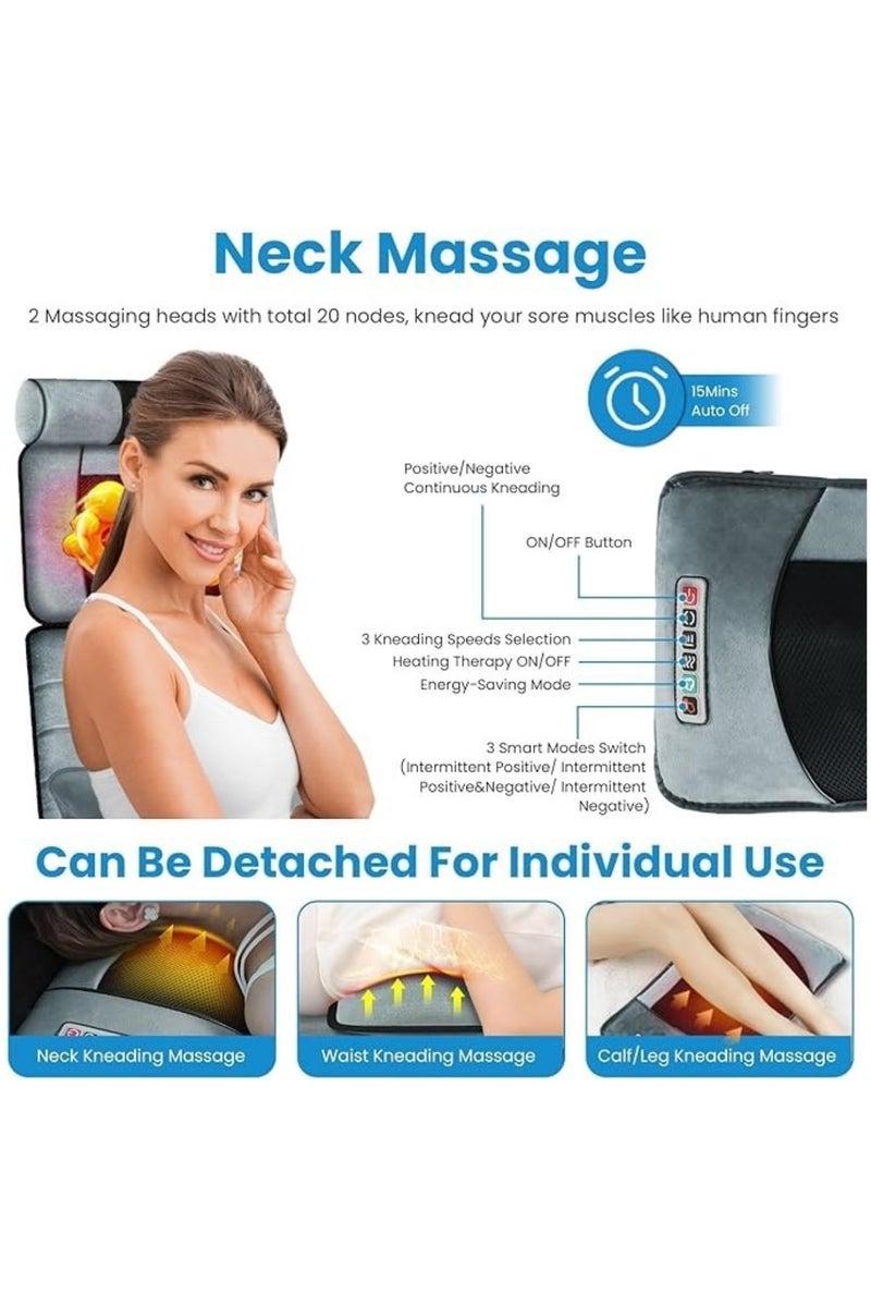 إسكدنيا مساج كهربائي كامل للجسم قابل للطي | وسادة مساج بالاهتزاز للظهر والرقبة والقدم ودعم الفقرات - مرتبة وسادة قابلة للطي مع مؤقت وشدة قابلة للتعديل للاستخدام المنزلي أو المكتبي (أزرق فاتح، فخم) - Image 3