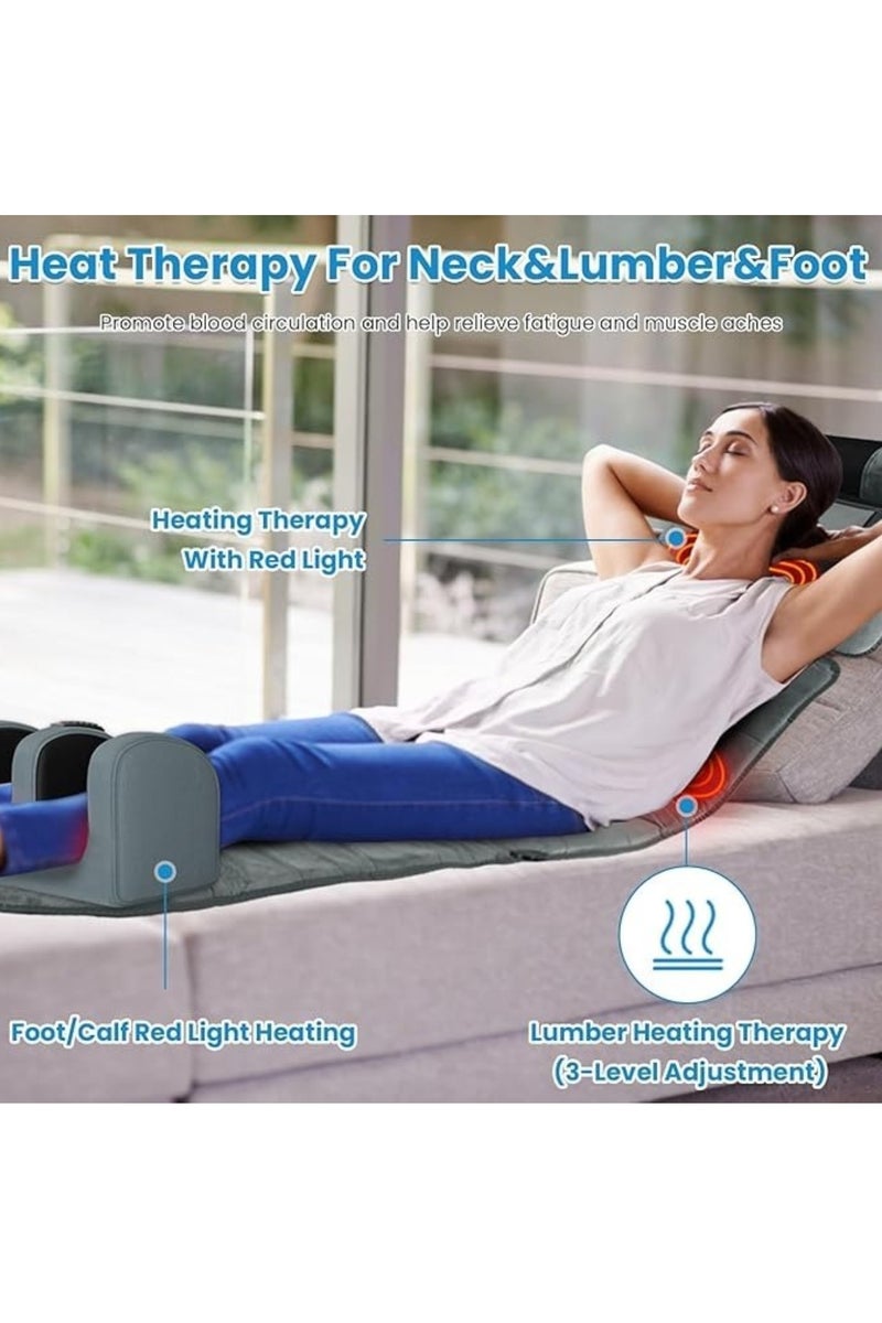 إسكدنيا مساج كهربائي كامل للجسم قابل للطي | وسادة مساج بالاهتزاز للظهر والرقبة والقدم ودعم الفقرات - مرتبة وسادة قابلة للطي مع مؤقت وشدة قابلة للتعديل للاستخدام المنزلي أو المكتبي (أزرق فاتح، فخم) - Image 2