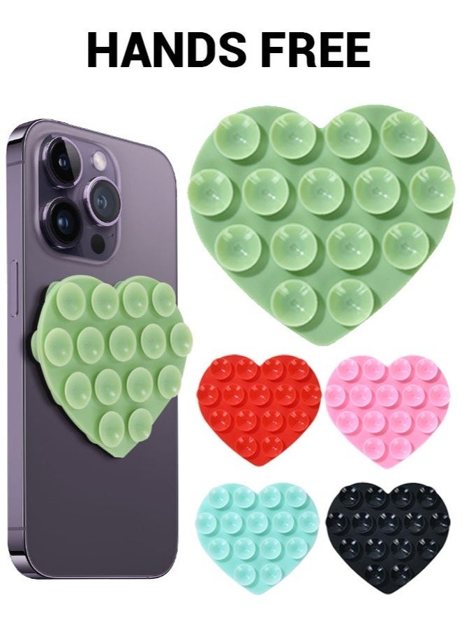 5PCS Heart-Shaped Silicone Suction Cup Phone Holder case | Anti-Slip & Self-Adhesive Multipurpose Phone Mounts for Home & Car - Image 1