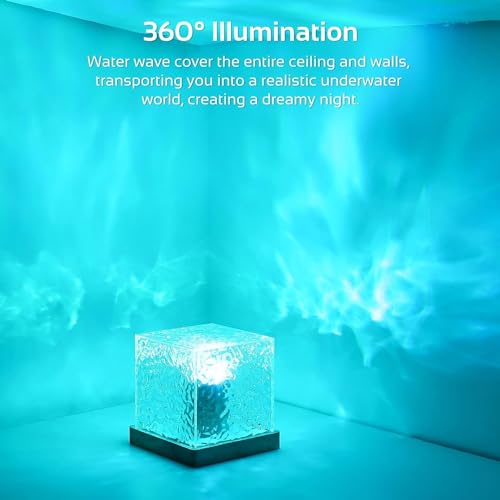 Desidiya® Ocean Wave Water Lamp, Projector 3D Water Wave Effect Romantic LED Light Projector Projection Lamps Crystal Table Lamp for Bedroom Decor USB Powered (Pack of 1) - Image 4