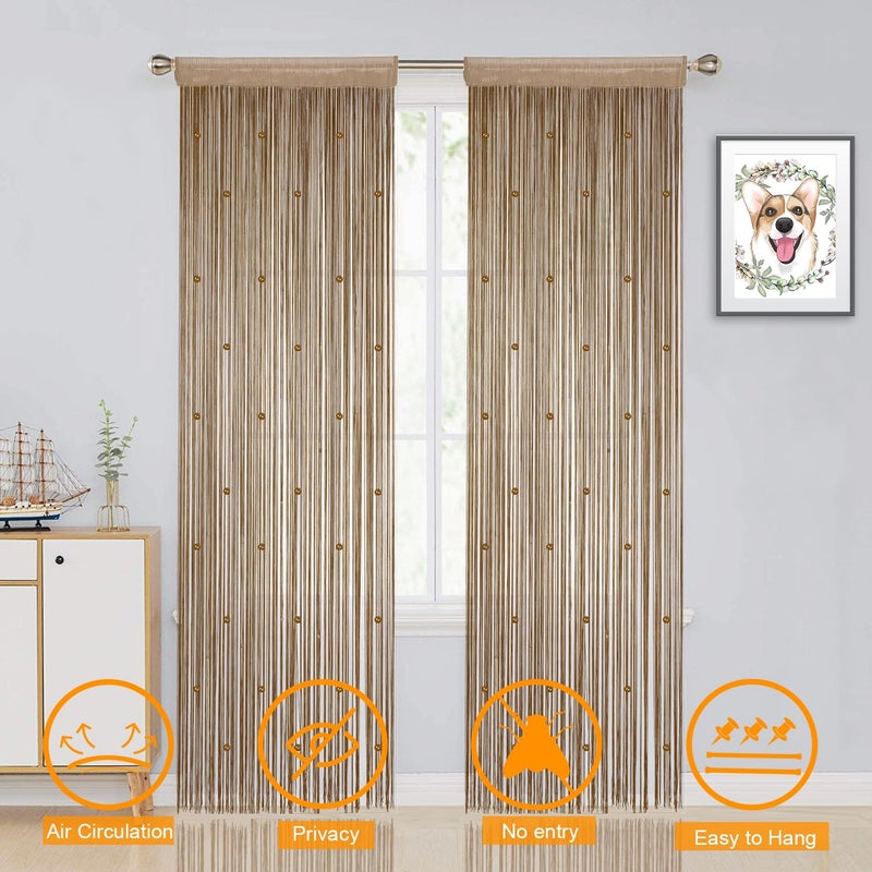 YIIBAII Beaded Curtain Beaded Curtains for Doorways Weave Suitable for Interior Decoration and Partitions Hippy Closet Curtains (Brown, 35"x79") - Image 3