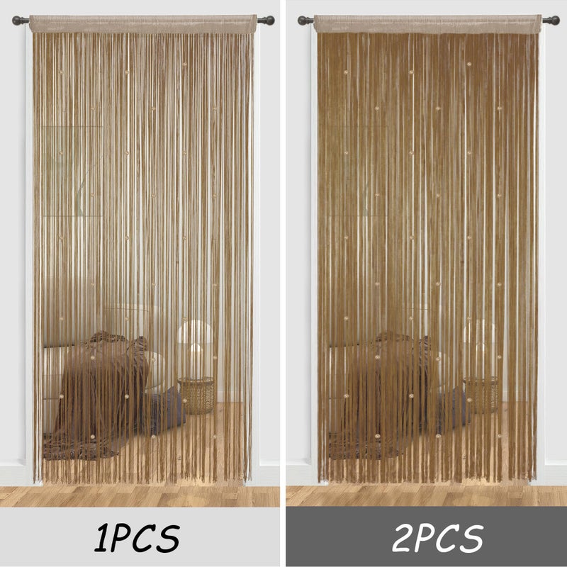 YIIBAII Beaded Curtain Beaded Curtains for Doorways Weave Suitable for Interior Decoration and Partitions Hippy Closet Curtains (Brown, 35"x79") - Image 5