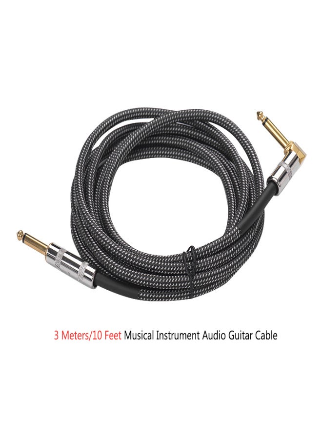 3 Meters/ 10 Feet Musical Instrument Audio Guitar Cable Cord 1/4 Inch Straight to Right-angle Gold-plated TS Plugs PVC Braided Fabric Jacket for Electric Guitar Bass Mixer Amplifier Equalizer - Image 4