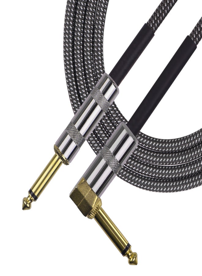 3 Meters/ 10 Feet Musical Instrument Audio Guitar Cable Cord 1/4 Inch Straight to Right-angle Gold-plated TS Plugs PVC Braided Fabric Jacket for Electric Guitar Bass Mixer Amplifier Equalizer - Image 3