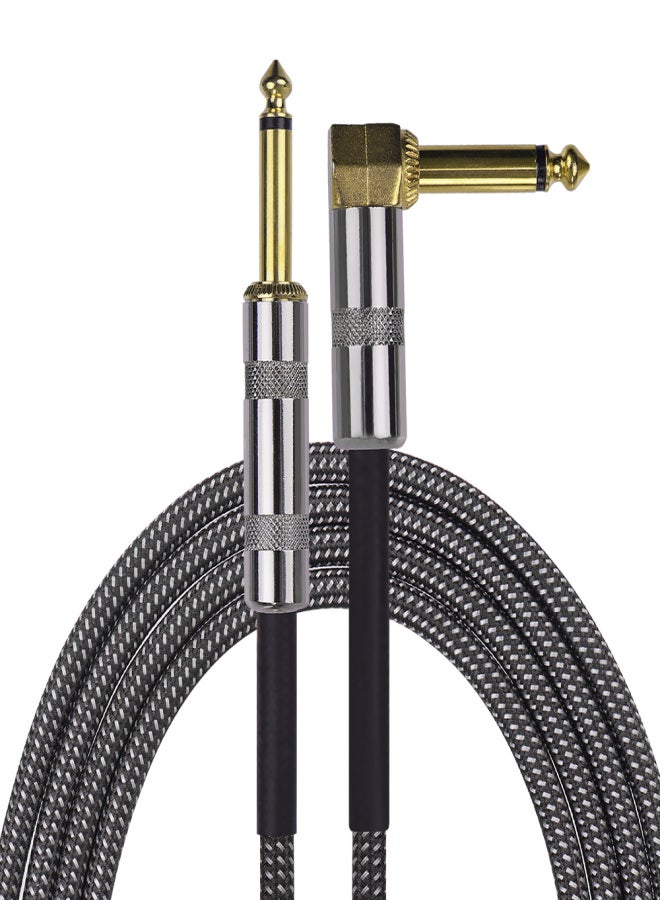 3 Meters/ 10 Feet Musical Instrument Audio Guitar Cable Cord 1/4 Inch Straight to Right-angle Gold-plated TS Plugs PVC Braided Fabric Jacket for Electric Guitar Bass Mixer Amplifier Equalizer - Image 2