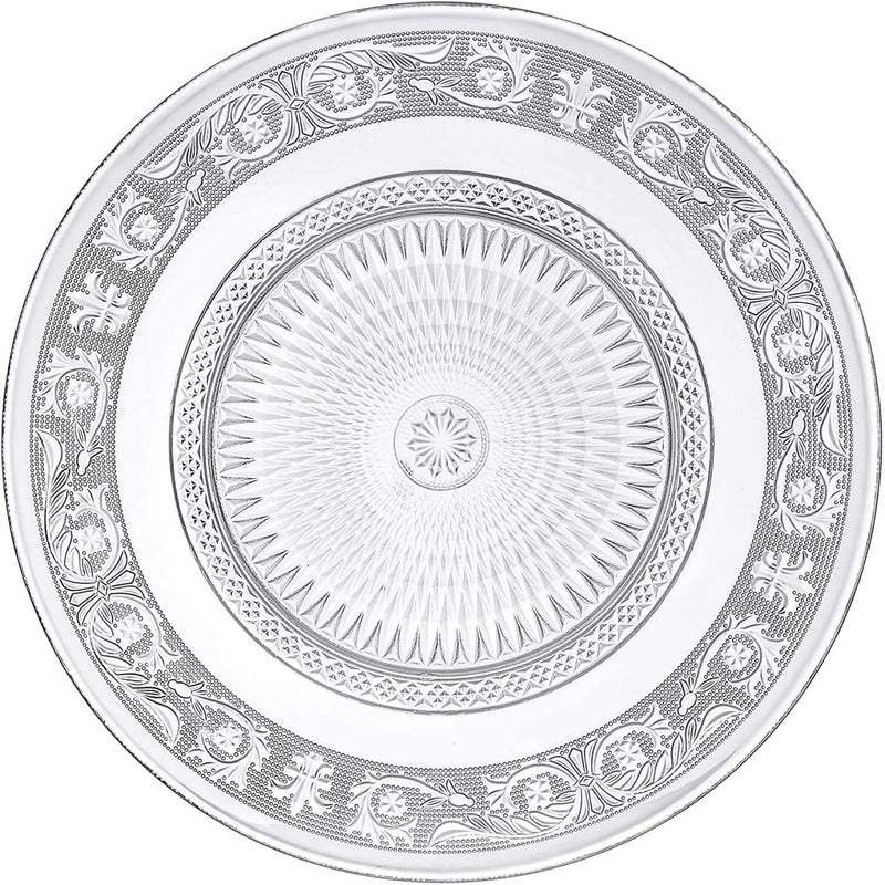ROSEFINCH Glass Dinner Plate Salad Fruit Pasta Snacks Tray Crystal Decoration Vintage Embossed Dinnerware for Catering Event Parties Home Bday Wedding Set of 6 Transparent - Image 5