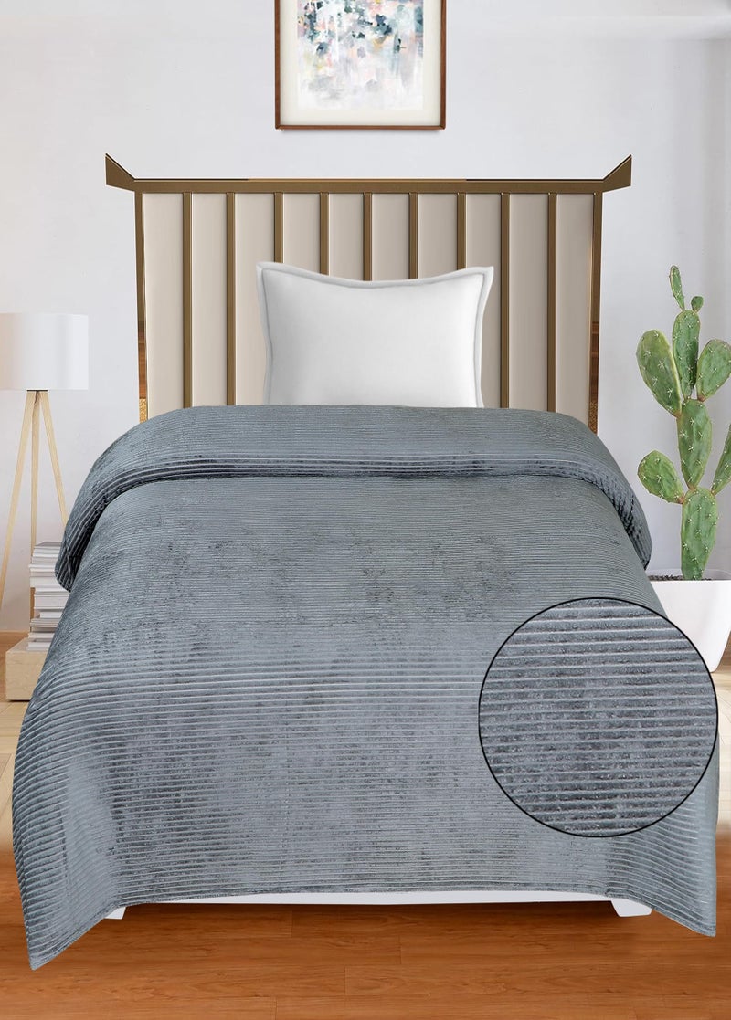 RD TREND® Striped Warm Reversible Quilt Cover Single Bed with Zipper, Duvet Cover Single Bed with Stripe Soft Flannel (60x90) Inches. (Grey) - Image 3