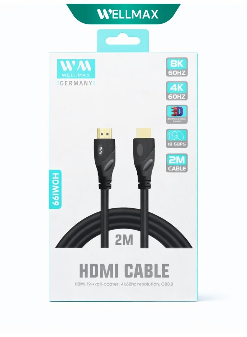WELLMAX WM HDMI Cable 2 Meter High Speed 4K Ultra HD Video Cable HDMI to HDMI for TV Laptop Monitor Gaming Console Projector Durable WELLMAX HDMI99 - Image 4