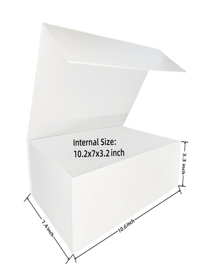 Yzjcafriz Magnetic Gift Box 10.6x7.4x3.3 Inch With Lid Collapsible Rectangle Gift Boxes for Weddings Christmas Birthdays and More (White) - Image 2