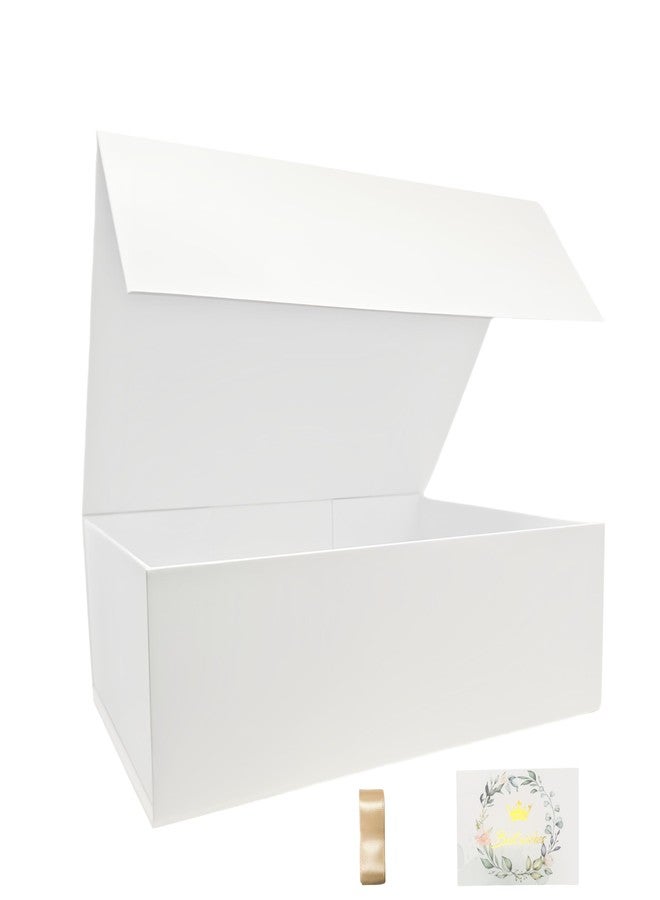 Yzjcafriz Magnetic Gift Box 10.6x7.4x3.3 Inch With Lid Collapsible Rectangle Gift Boxes for Weddings Christmas Birthdays and More (White) - Image 1