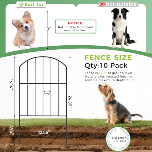 VANCASTLE Decorative Garden Fence Outdoor Total 105ft L x 24in H Rustproof Metal Landscape Barrier Fence Black Fence for Yard Patio Lawn 10 Panels - Image 3