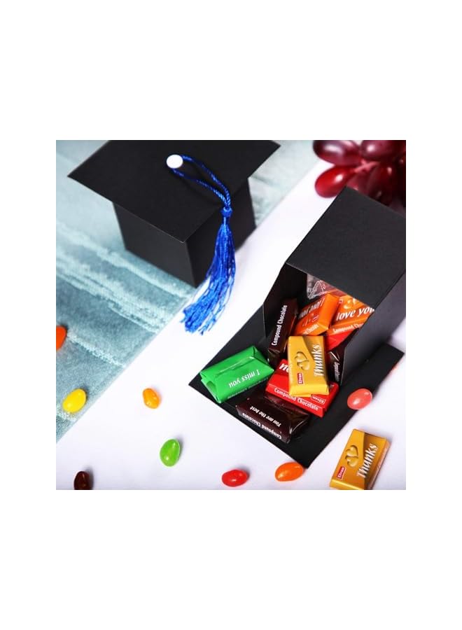 The Bros Graduation Hat Candy Box, 20 Pack Graduation Gift Box with Tassels Candy Sugar Box Doctoral Cap Shaped Box for Chocolate Candy Graduation Party Supplies Decorative Souvenirs, Blue Tassel - Image 2