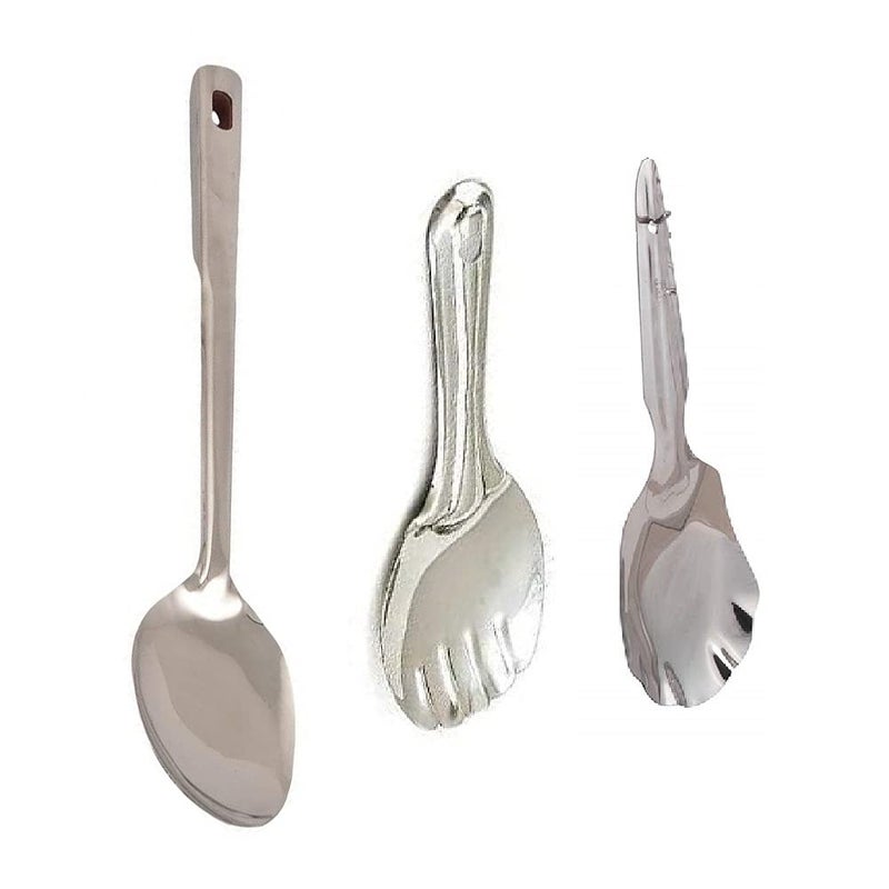 First Front Stainless Steel Cooking and Serving Spoon, Rice Palta with Panja Rice Palta, Kitchen Tools (Pack of 3) - Image 1