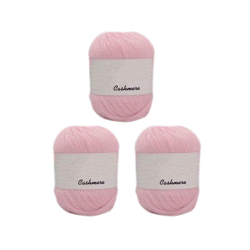 TrueValue Truevalue 3 Balls 100 Cashmere Merino Wool Blend Yarn Soft Cashmere Thread Knitting Crochet Fuzzy Yarn for DIY Sweater Scarf Gloves Total 150g Pink 