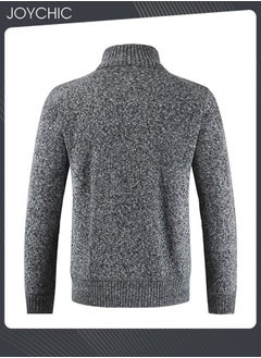 Joychic Winter Cardigan Men Casual Men Autumn Zip Thick Knitted Sweater Cardigan Pockets Warm Jacket Slim Cardigan Coat Dark Grey  - Image 2