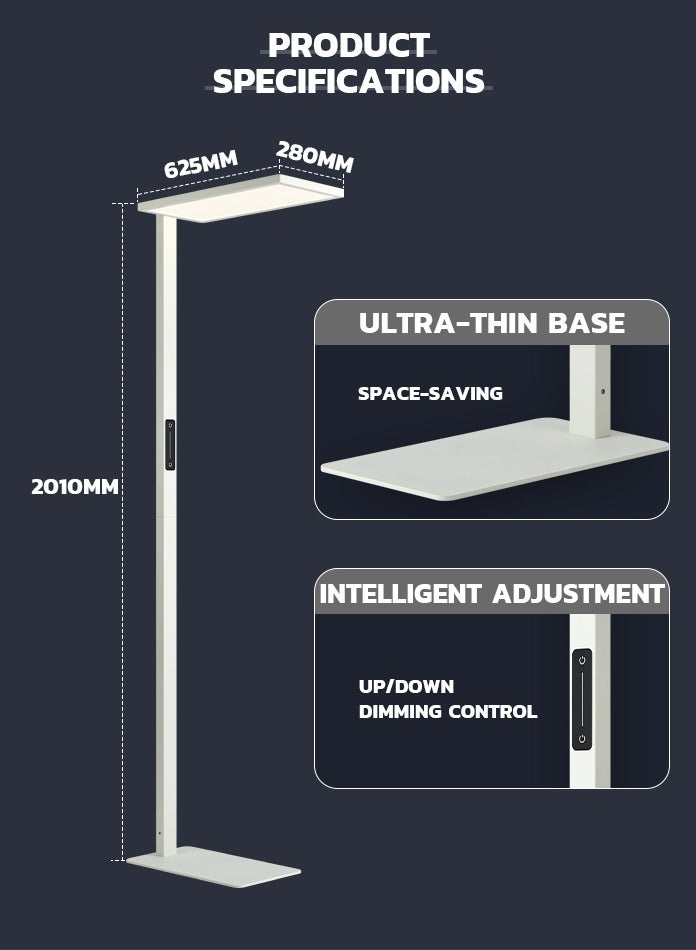 Vmax Modern LED Floor Study Lamp – Adjustable Eye-Care Reading Light with Flexible Arm, Dimmable Brightness, Touch Control, Energy Efficient, Ideal for Home, Office & Study Room - Image 5