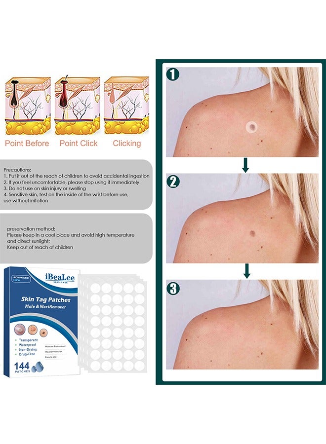 iBealee Skin Tag Patches-Mole & Wart Remover, Patch Design, Clean, Care, And Tender Skin, Painless, Easy To Use, Effective For Removing Warts, Flesh Moles, And Black Nevi, Suitable For Face And Body, Skin Label Remover 144patches - Image 4