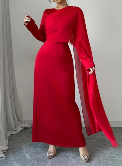 تايك تو فستان طويل بحافة واسعة مزين بتفاصيل كاب