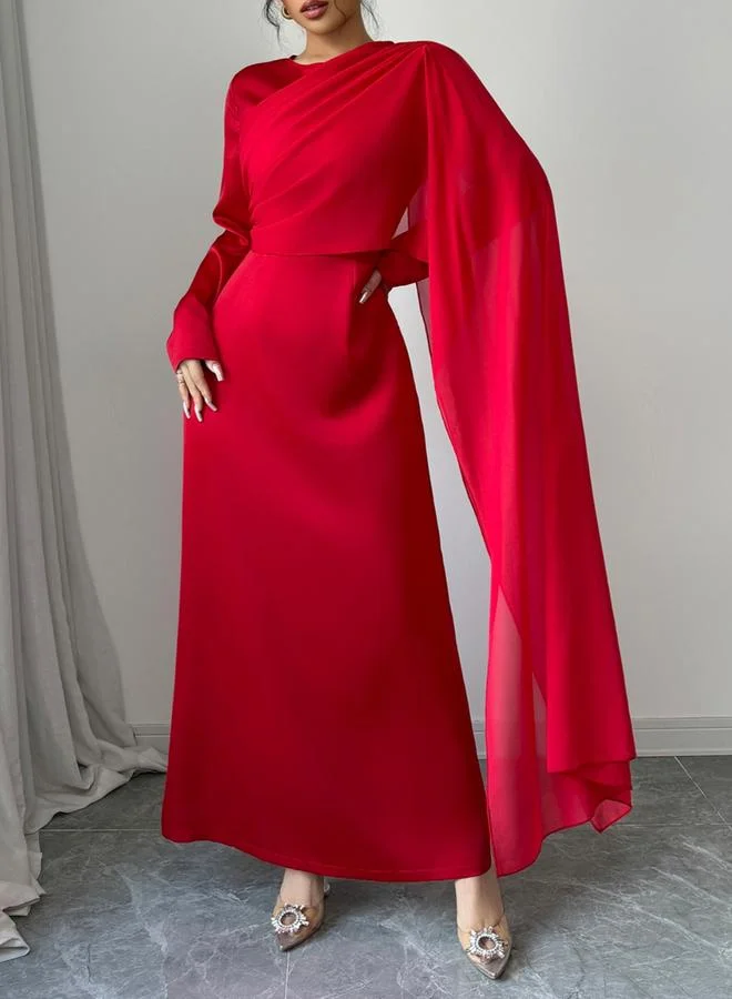 Take Two Take Two Solid Cape Detail A-Line Maxi Dress