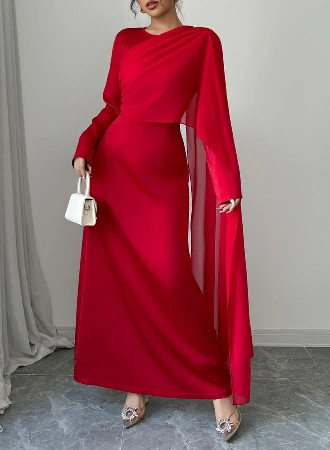 Take Two Take Two Solid Cape Detail A-Line Maxi Dress