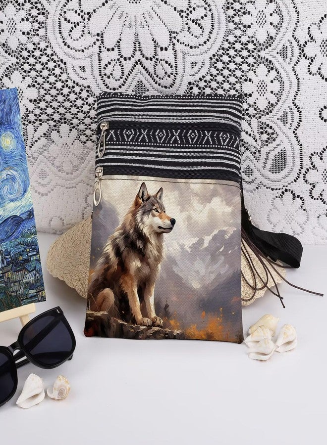XiaoGalaee Wolf Print Women Crossbody Bag Outdoor Autumn Forest Print Adjustable Shoulder Strap for Hiking Travel Wolf Gift for Sister's Birthday Thanksgiving Men Messenger Bag - Image 3