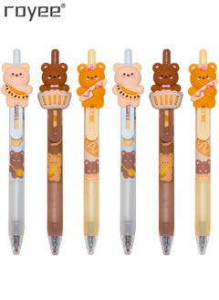 Royee 6 Piece Cute Cartoon Bear Gel Pens 0.5mm Black Ink Retractable Pens for Office School  - Image 1