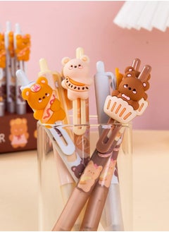 Royee 6 Piece Cute Cartoon Bear Gel Pens 0.5mm Black Ink Retractable Pens for Office School  - Image 2