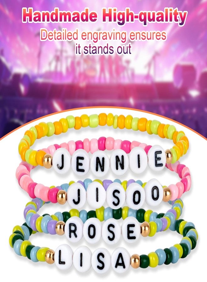 KINFERTE for Blackpink Merch Bracelet for Fans - Friendship Jewelry Gift Set(4 Pack) | Birthday Gifts, Concert Accessories, Album Vinyl Poster Stickers Album Cosplay Merchandise for Blackpink - Image 2