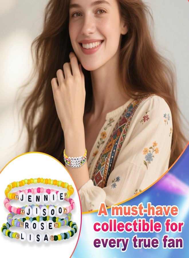 KINFERTE for Blackpink Merch Bracelet for Fans - Friendship Jewelry Gift Set(4 Pack) | Birthday Gifts, Concert Accessories, Album Vinyl Poster Stickers Album Cosplay Merchandise for Blackpink - Image 4
