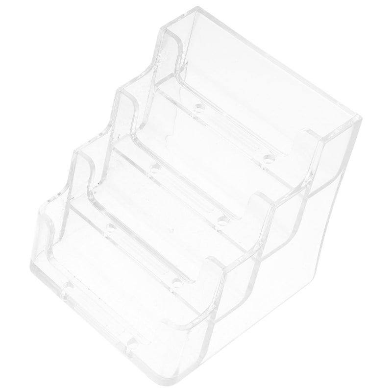 Clear Acrylic Business Card Holder Desk Stand With Four Compartments Sturdy Reusable Office Organizer - Image 2