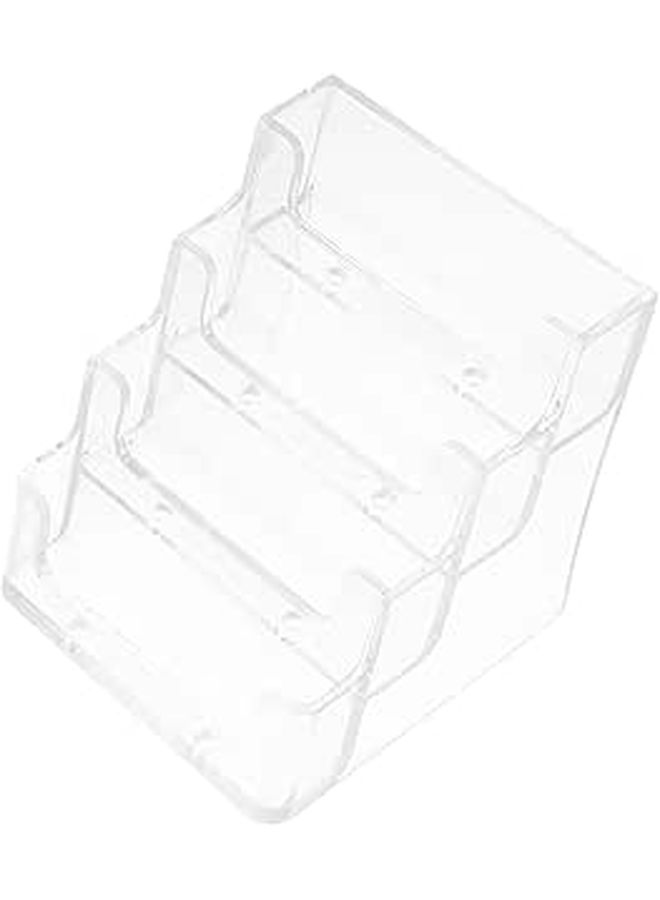 Clear Acrylic Business Card Holder Desk Stand With Four Compartments Sturdy Reusable Office Organizer - Image 1