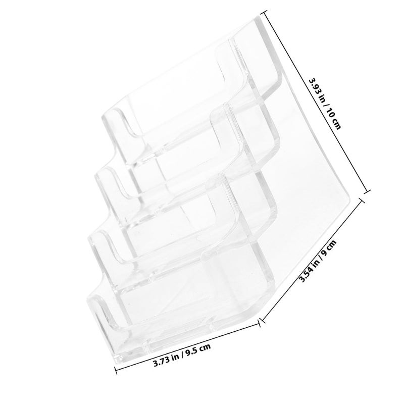 Clear Acrylic Business Card Holder Desk Stand With Four Compartments Sturdy Reusable Office Organizer - Image 3