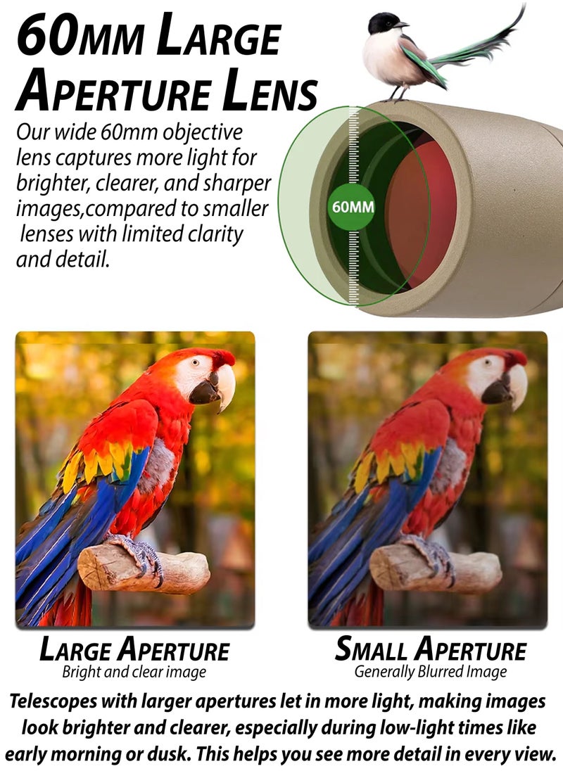 DBLEW - 25-75x60 High Power Spotting Scope with Metal Tripod & Phone Adapter, BAK4 Prism & FMC Lens for Bird Watching, Hunting, Wildlife Adventure Photography, Outdoor Camping, Target Shooting, Waterproof and Fog Proof Telescope with Carry Case & Accessories Low Light Vision 60mm Objective Diameter - Image 1