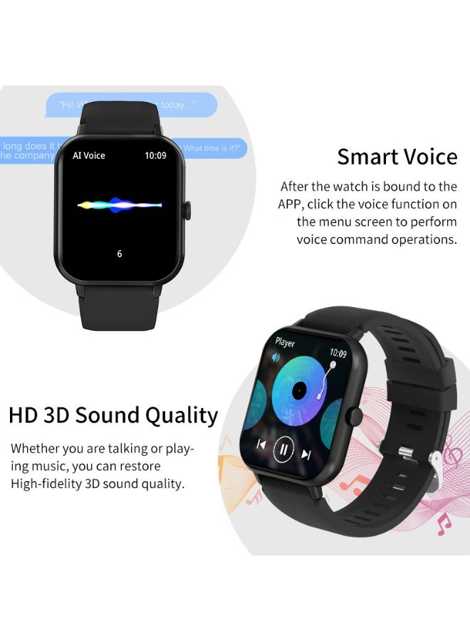 LIGE 1.83-Inch Men's Sport Black Strap Smartwatch, Multi-functional, Waterproof, Pedometer, Alarm Clock, Wireless Calling, Health Monitoring, Message Push Notifications. - Image 5