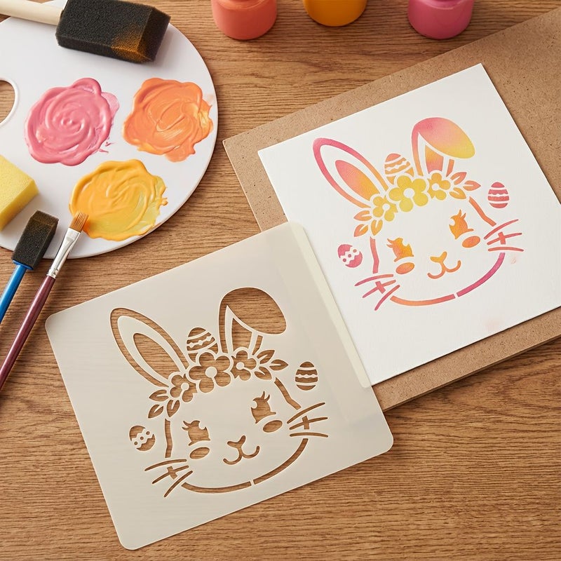 Happy Easter 4Pcs Plastic Bunny Stencil Set For Wall Canvas Home Craft Art Decor - Image 3