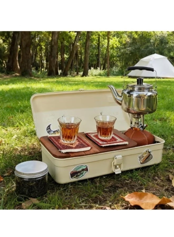 BlueFire White Portable Camping Tea Set with Mini Gas Stove – Outdoor Tea Kit with Camping Kettle & 4 Cups | Travel & Picnic Tea Set | Compact Camping Cookware Set for Outdoor Cooking | Ideal Portable Tea Set for Camping, Hiking & Desert Trips - Image 2