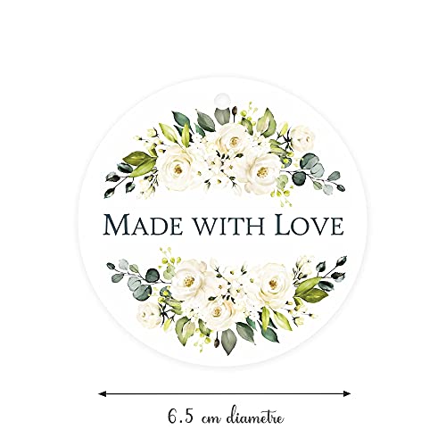 Chic a Choc Made with Love Gift Tags. 50 Gift Tags in a Beautiful Watercolour Floral Design. With Jute String for attaching to Gifts and Cake Boxes. - Image 3