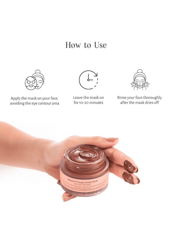 Shankara Balance Oxygenating Face Mask 50 ML | Red Clay & Manjistha | Purifying & Energizing Face Mask for Healthy, Glowing Skin - Image 5