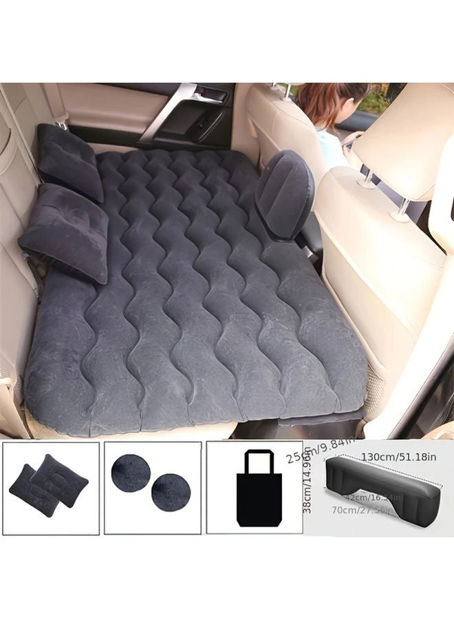 Black Inflatable Mattress with Pillows and Support Strips for Travel Camping Beach Trips Includes Storage Bag - Image 1