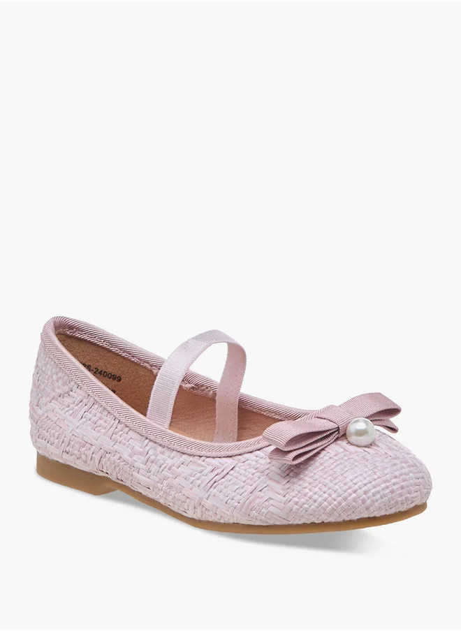 جونيورز Bow Accent Ballerina Shoes with Elasticated Strap