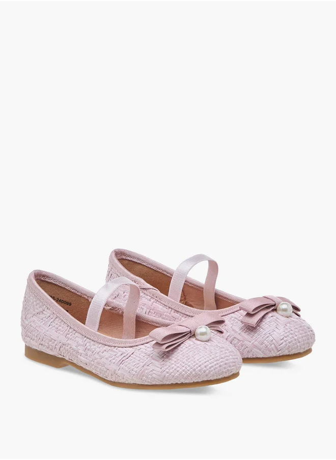 جونيورز Bow Accent Ballerina Shoes with Elasticated Strap