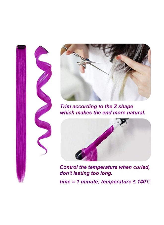 Yongyi 7 Pcs Colored Clip In Hair Extensions 20 Inches Multicolors Straight Hair Clip In Synthetic Hair Extensions For Women Girls Kids Gift Synthetic Hairpieces Can Be Hot Water Curl (20 Inch 7 Colors)  - Image 5