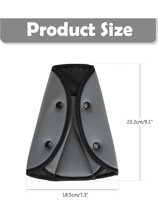 SSAWcasa Seat Belt Adjuster For Kids & Adults 2 Pack Seatbelt Adjuster For Kids Seat Belt Clips Auto Shoulder Neck Strap Adjuster Safety Strap Triangle Positioner Car Seat Strap Pads Cover Harness (Grey) - Image 2