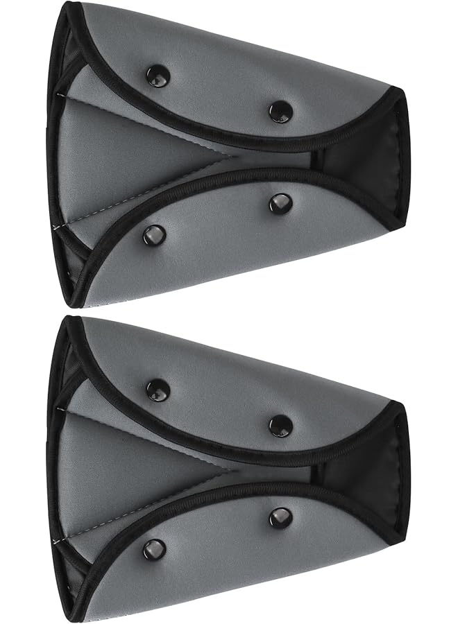 SSAWcasa Seat Belt Adjuster For Kids & Adults 2 Pack Seatbelt Adjuster For Kids Seat Belt Clips Auto Shoulder Neck Strap Adjuster Safety Strap Triangle Positioner Car Seat Strap Pads Cover Harness (Grey) - Image 1