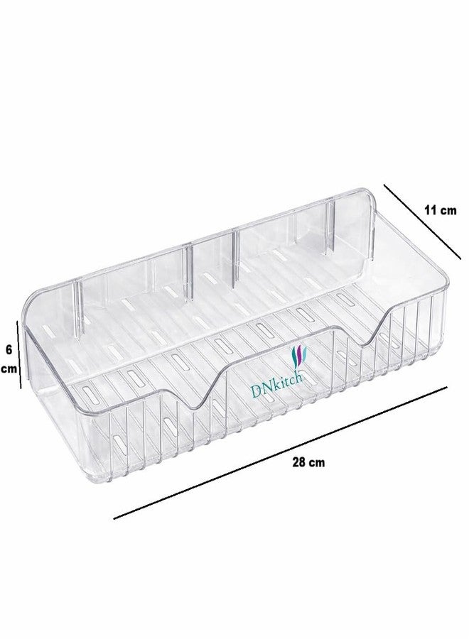 DNkitch Wall Mounted Shower Organizer Shelf Clear Plistic Bathroom Storage Rack with Strong Adhesive No Drill Waterproof & Rustproof Shelf for Bathroom, Kitchen & Bedroom (Pack of 2) - Image 3